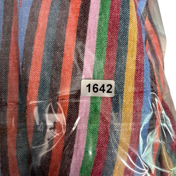 Madewell Rainbow Stripe Overlay Faux Wrap Midi Skirt Linen Cotton Retro Medium - Picture 12 of 12